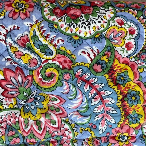 Soft Quilted Tote Bag, Floral Pattern, Designed in Italy Size: M/L Color: Blue - Picture 3 of 9